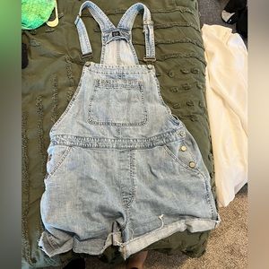 Denim overall shorts